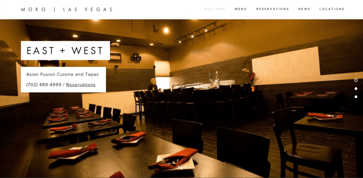 Screenshot of the MOKO website